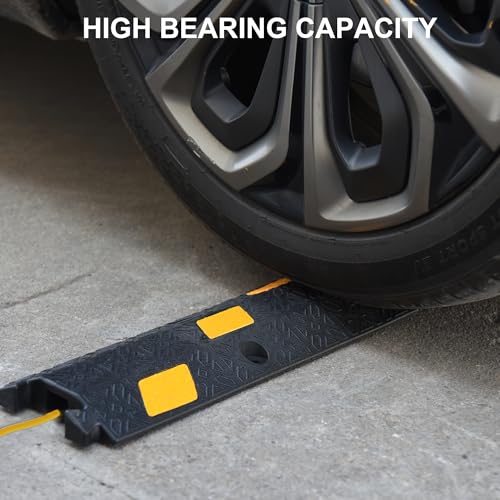 OrangeStar 6 Pack 17" Cable Protector Cover Ramps, 1-Channel Floor Protective Wire Cord Ramp, Heavy Duty Driveway Speed Bump - color: 1-Channel (6-Pack)