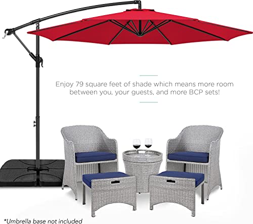 10ft Patio Umbrella Replacement Canopy 8 Ribs, Waterproof & Fade Resistant Market Umbrella Cover, Thickened Polyester Fabric for Backyard, Garden and Pool (Canopy Only) (Red) - color: Red