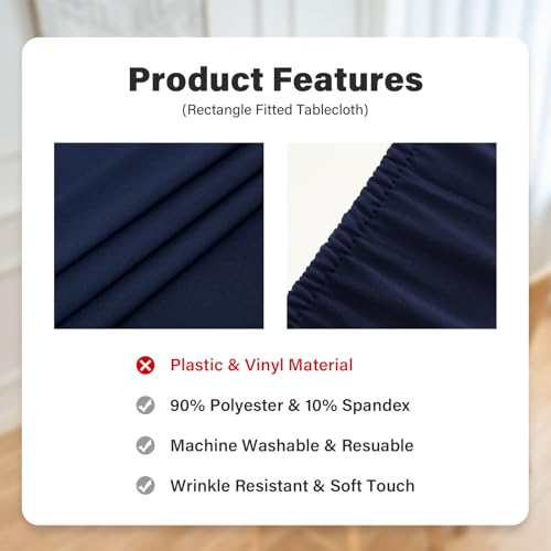 Fitted Rectangle Tablecloth 20 x 30 Inch Elastic Table Cloth for 2.5ft Table, Stretch Spandex Table Cover Navy Washable Polyester Table Top Cap Cover for Dining Picnic Camping Indoor and Outdoor - color: Navy, size: 30" x 20" (Rectangular)