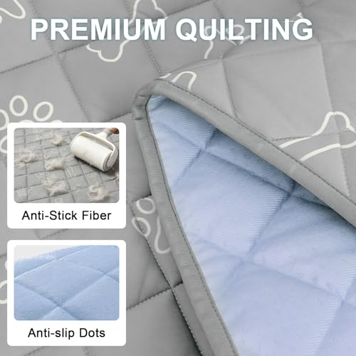 BEAUTYZOO Dog Cooling Mat for Large Dogs 35"x23" – Upgraded Thick Cooling Mat for Dogs with Chill Cool Fiber Q-Max>0.43 – Waterproof, Non-Slip, Washable Crate Cooling Pad for Summer & Indoor Outdoor - color: Grey Paw, size: Large 23" x 35" (1 Pack)