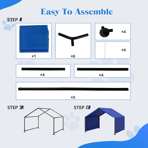 Portable Dog Shade Shelter, Water Resistant Pet Tent with UV Protection for Outdoor, Garden, Patio, Backyard Use (Blue) - color: Blue