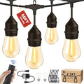 50FT Outdoor String Lights with 32+2 Bulbs (1.5FT Bulbs Spacing), Remote & Dimmer, Commercial Patio String Lights with 3 Mode Light & Timing, IP65 Waterproof, 50PC Mounting Ties for Outside - size: 50ft With Remote (1.5ft Bulbs Spacing)