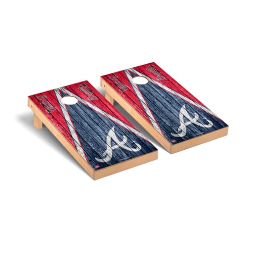 Baseball Themed Cornhole Boards, 2x4 Premium Corn Hole Board Set, Officially Licensed Cornhole Boards, Perfect for Tailgates - color: Atlanta, size: 4. Include Case & Lights