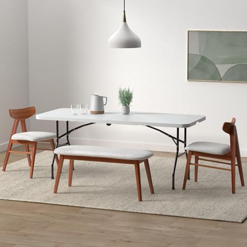 PayLessHere Folding Table Plastic Picnic Table for Parties Wedding Camping Office with Carrying Handle (White, 6 FT) - color: White, size: 6 FT