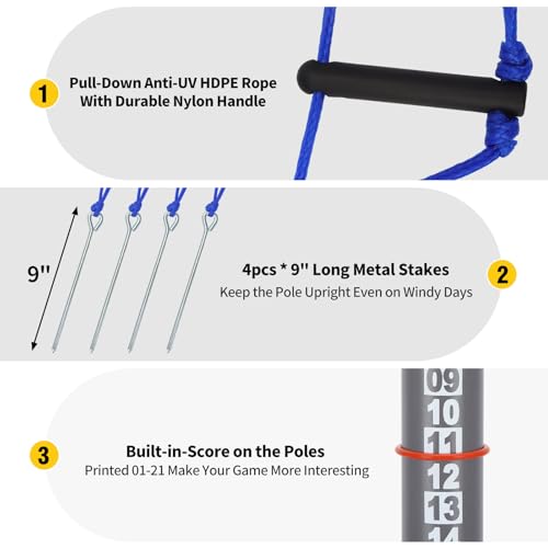 Outdoor Badminton Set for Backyard Lawn Beach Portable Badminton Net Set System with Anti Sagging Design 4 Carbon Aluminum Rackets 3 Birdies and Carrying Bag - color: Deep Blue
