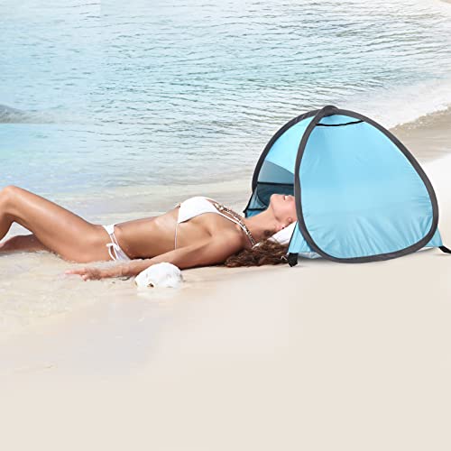 Pop Up Dog Beach Tent,Mini Head Tent,can be Fixed Small Dog Beach Sun Shelters Tent,shelter for cat,Waterproof and Breathable Mobile Phone Stand with Nails - color: Sky Blue-Breathable-27.5in