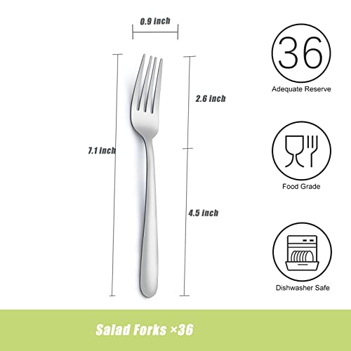 36 Piece Salad Forks, 7 Inch Small Forks in Stainless Steel mirror polished and Dishwasher Safe, Used For Tasting Cakes and Fruits - color: antique silver