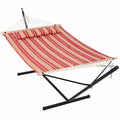 ANOW Outdoor Hammock with Stand 12FT, Heavy Duty Hammocks with Stand Included, 450 LBS Weight Capacity, Red Stripes - color: Red Stripes, size: 2 Person With Stand