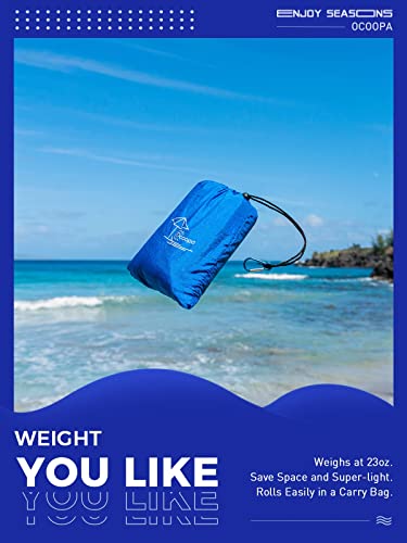 OCOOPA Extra Large Beach Blanket, Sand Free, Large Oversized Camping Mat, Comfortable Parachute Nylon, Cozy& Chic, Compact& Light, 4 Stakes&1 Travel Bag, S09 - color: Aqua Navy Blue, size: XX-Large(1-8 persons)