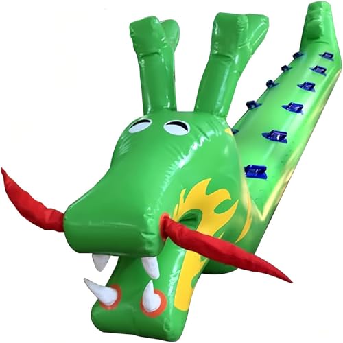 Inflatable Dragon Boat for Team Building Games, Outdoor Indoor Activities with Air Pump - color: Green, size: 12Seats