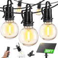 ZJOJO Solar Outdoor String Lights Waterproof, 50FT G40 Globe Patio Lights String Lights Solar Powered with 25 Edison Bulbs 2700K Shatterproof Hanging Lights for Porch Backyard Pergola Bistro - size: 50FT-25(Solar)