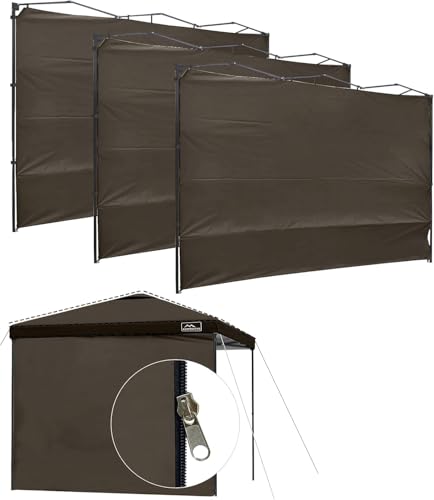 KAMPKEEPER 10X10 Canopy Tent Sidewalls with Zipper for Canopy Frame, 3Pcs Sunwalls Only, UPF50+ Waterproof Side Walls(Brown) - color: Brown