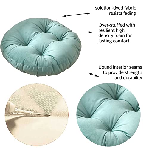 Futon Seat Cushion, Overstuffed Round Tatami Indoor Outdoor Seat Pads Chair Pad, Solid Color Footstool Cushion, not Include Chairs(18inch) (Dark Green) - color: Dark Green