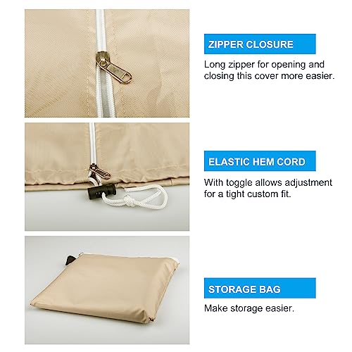 OKPOW Umbrella Cover 420D Oxford Fabric Patio Umbrella Covers Waterproof with Zip, for 9ft to 12ft Garden Outdoor Umbrella (Khaki) - color: Beige, size: Fit for 9-12 Feet Market Umbrella