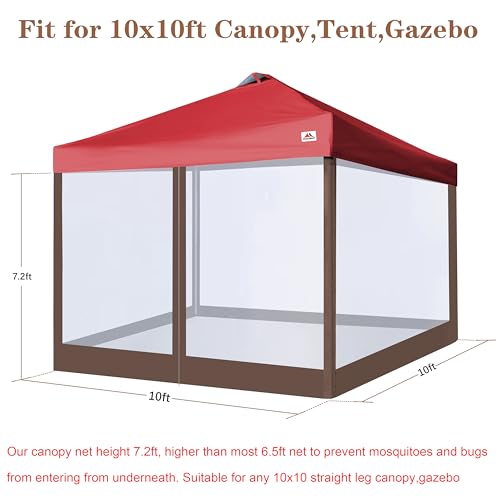 SCOCANOPY Replacement Mesh sidewall for Most 10x10 Canopy Or Gazebo,(Brown) - color: Brown, size: 10X10
