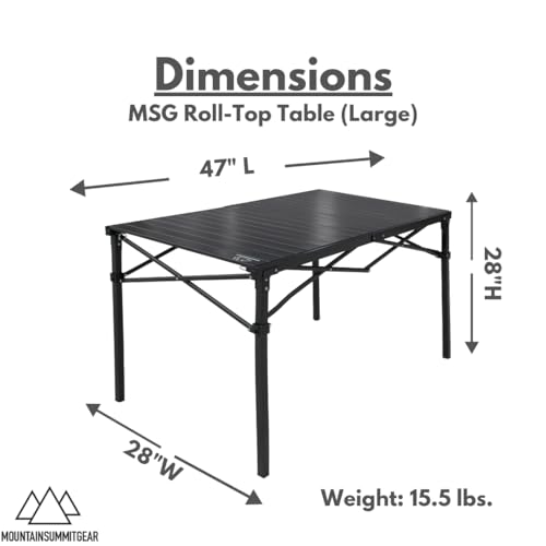 MOUNTAIN SUMMIT GEAR Heavy-Duty Roll-Top Table for Camping (Large) - Portable Aluminum-Top Folding Table with Steel Frame by Caddis Sports - size: Large