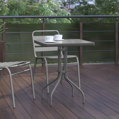 Flash Furniture Barker 23.5'' Square Tempered Glass Metal Table, Silver - color: Clear Top/Silver Frame, size: 23.5" Square