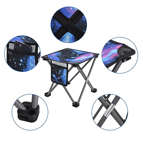 Roptat 2 Pack Camping Stool,Portable Folding Compact Lightweight Stool Seat for Camping Fishing Hiking Gardening Outdoor Walking Backpacking Travelling and Beach with Carry Bag - color: Dark Galaxy