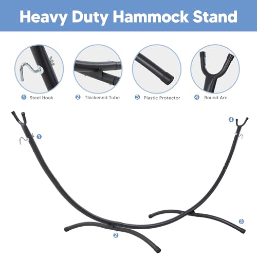 SUNCREAT Backyard Hammock with Frame, Hammock Frames for Outside, 475 lbs Capacity, Blue & White Stripes - color: Blue White