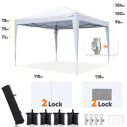 Quictent Privacy 10x10 Pop up Canopy Tent with Sidewalls and Roll-up Ventilated Windows, One Person Easy Setup, Outdoor Commercial Gazebo Shelter Enclosed Waterproof, Bonus 4 Sandbags - color: White, size: 10x10ft
