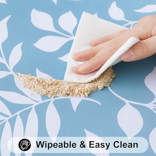 Smiry Square Table Cloth Cover, Waterproof Elastic Fitted Picnic Tablecloth, Wipeable Flannel Backed Vinyl Tablecloths for Camping, Dining, Outdoor (Baby Blue, 36" x 36") - color: Baby Blue, size: 36" x 36" (Square)