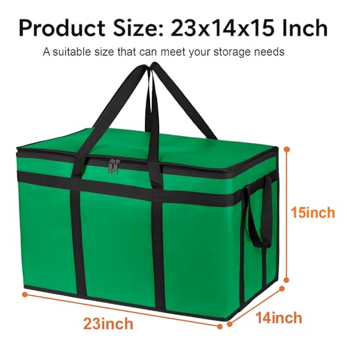 Bodaon Large 2-Pack Insulated Food Delivery Bag With Hard Bottom, XXXL Grocery Shopping/Catering/Bags, Rideshare Delivery Bag, Cold/Hot Styrofoam Carrier for Travel/Car - color: Green, size: XXX-Large(with Hard Bottom)