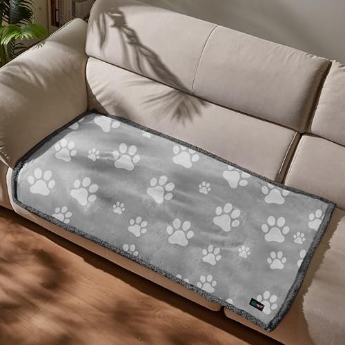 Kritter Planet Waterproof Dog Blanket, Reversible Water Proof Pet Blanket for Couch, Bed & Car, Washable Couch Covers for Medium Dogs - Protects Furniture from Fur, Dirt, and Accidents - color: Paw Print, size: 50"x30"