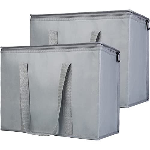 Bodaon 1-Pack Insulated Reusable Grocery Shopping Bags, X-Large Pizza Delivery Cooler Bag for Hot/Cold Food, Grey - color: Grey, size: X-Large