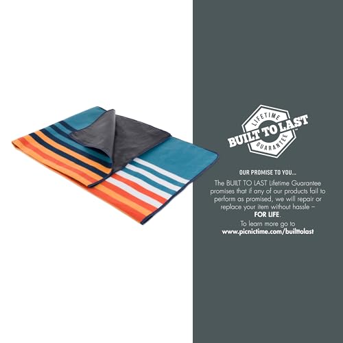 Picnic TIME Outdoor Picnic Blanket Tote, 59"x51" Foldable Beach & Camping Blanket with Soft Fleece, Water-Resistant Bottom, Adjustable Strap & Zippered Pocket (Marine Stripe) - color: Marine Stripe