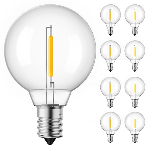 Brightown G40 Replacement LED Light Bulbs, 10 Pack Clear Globe Bulb fits E12 C7 Candelabra Screw Base Sockets, 1.5 Inch Dimmable Edison Light Bulbs for Indoor Outdoor Patio Decor, Warm White - color: Clear-led, size: 10 Pack