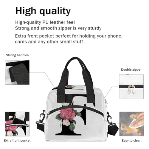 Letter F Insulated Lunch Bag for Women Men Reusable Waterproof Lunch Box Cooler Tote Bag One shoulder portable meal bag Portable Adult Lunchbox for Work Picnic Hiking Beach - color: Letter F