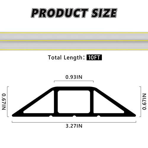 10Ft Cord Covers for Wires on Floor, 3-Channel Floor Cord Cover with Anti-Slip Base & Yellow Warning Strips, Extension Cord Covers for Floor, Ideal for Home, Office, Outdoor Use - color: Grey&Yellow, size: 10FT