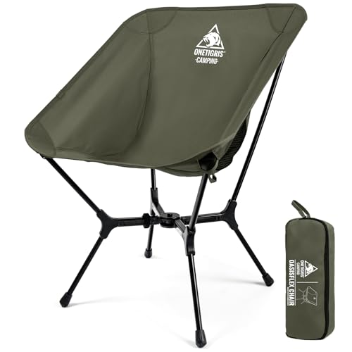 ONETIGRIS OasisFlex Camping Chair,Portable Chair with Carry Bag,Great for Camping,Beach,Picnic,Park,Lawn,Sports and Outdoor Events - color: Ranger Green
