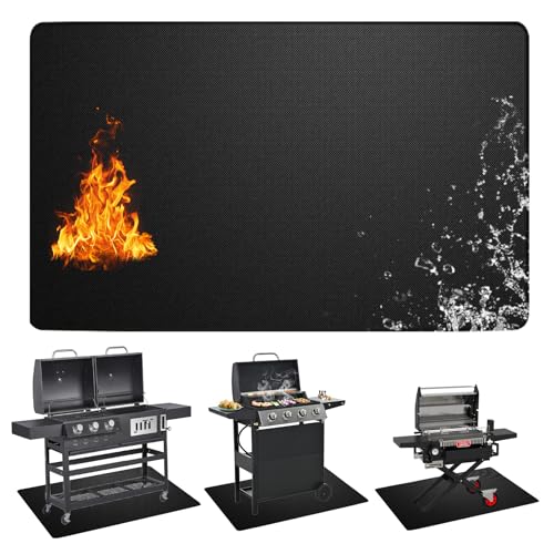 60x40 inch Under Grill Mats for Outdoor Grill, Fireproof Blackstone Mat for Lawn,Gas Grills, Deck and Patio, Fireplace/Fire Pit Mat,Oil-Proof Waterproof BBQ Grill Protector - size: 60x40