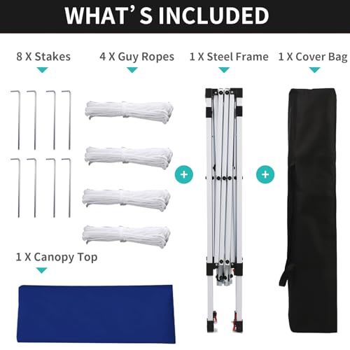 Northroad 10x10ft Pop Up Canopy, Popup Outdoor Canopy Tent with Wheeled Carrying Bag,Portable Gazebo Shelter for Patio,Deck,Garden,Beach（Blue） - color: Blue, size: 10x10