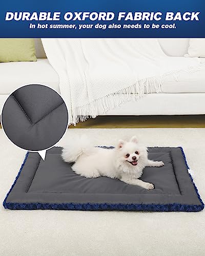 Washable Dog Bed Mat Ultra Soft Dog Crate Pad Comfy Fluffy Pet Kennel Beds Sleeping Mattress for Large Jumbo Medium Small Dogs, 36 x 23 Inch, Blue - color: Blue, size: 36.00" x 23.00" x 1.50"
