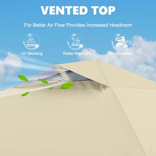 MASTERCANOPY Durable Pop-up Canopy Tent with 1 Sidewall (10'x10',Beige) - color: Beige, size: 10x10