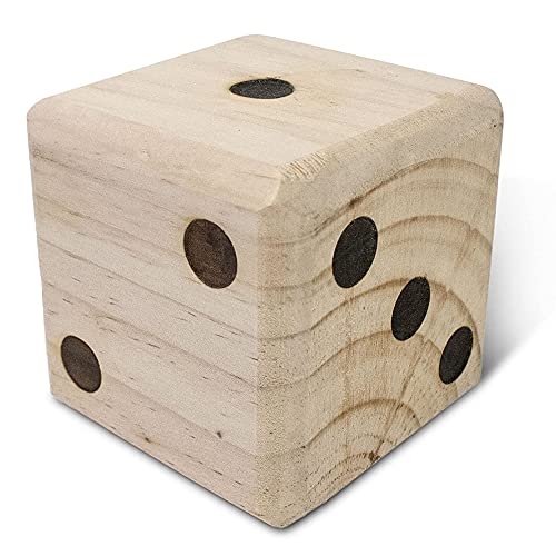 Giant 3.5" Wooden Yard Dice with Laminated Yardzee and Farkle Scoresheets and Durable Carrying Case