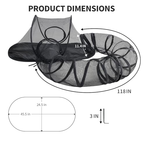 Rest-Eazzzy Outdoor Cat Enclosures, Portable Cat Tent for Outside Enclosure for Indoor Cats, Catio Outdoor Cat Enclosure for Kitty and Small Animals, Cat Playpen with Tunnel, Storage Bag - color: black- circular tunnel