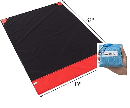 Meafteryou Outdoor Pocket Blanket,Sand-Free Fast Dry Waterproof for Beach,Travel,Hiking,Camping with 4 Built-in Ground Stakes (Blue,43x63 Inch) - color: Blue, size: 43 X 63 in