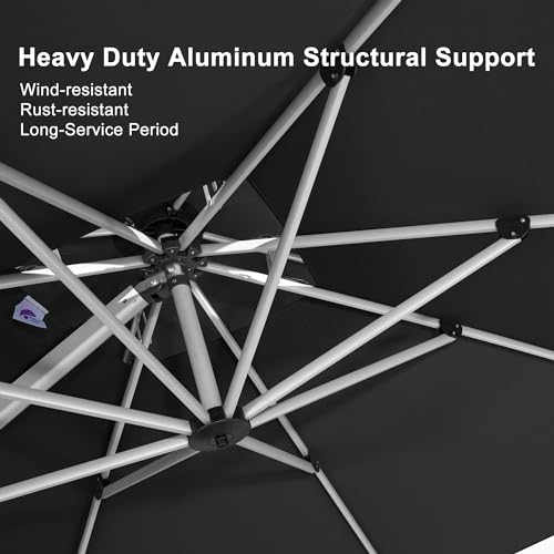 PURPLE LEAF 9ft Patio Umbrella Outdoor Square Umbrella Large Cantilever Umbrella Windproof Offset Heavy Duty Sun for Garden Deck Pool Patio, Black - color: Black, size: 9' X 9'