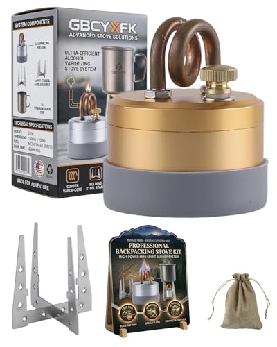Mini Alcohol Burner Gas Stove Camping Cooking High Power Portable Mini Outdoor Spirit Burner Alcohol Stove Kit with Stable Stand Upgrade Lightweight Strong Compact Backpacking Travel Hiking - color: Gold b