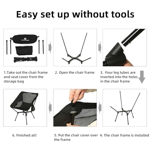 ROCK CLOUD Portable Camping Chair Lightweight Folding Chairs Outdoor for Camp Hiking Backpacking Lawn Beach Sports