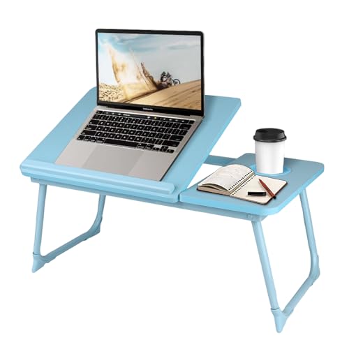 CloudTrip Laptop Desk for Bed or Couch, Lap Desk, Home office Desks, Breakfast Tray Desk, Desk with Cup Holder, Watching Movies in Bed, laptop stand for bed, Lap Desk, Fordable Legs Desk (blue) (Blue) - color: Blue