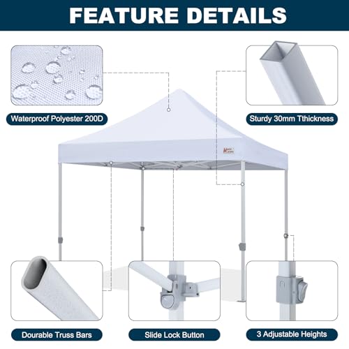 MASTERCANOPY Pop Up Canopy Tent Commercial Grade 10x10 Instant Shelter (White) - color: White, size: 10x10