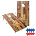 Solid Wood Premium Corn Hole Outdoor Game Set, 2 Regulation and Waterproof Cornhole Game Boards, with 8 Toss Bags, Perfect for Outdoor Indoor - style: Unique Printed