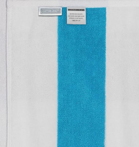 COTTON CRAFT Hooded Beach Towel - Oversized XXL 35x84 Towel with Hood for Adults - The Big Kahuna 7 Foot Beach Blanket Towel - Big & Tall Soft 100% Cotton Velour - Pool Bath Wrap - Cabana Stripe Aqua - color: Cabana Stripe - Aqua, size: 1 Pack - 35x84 Hoo