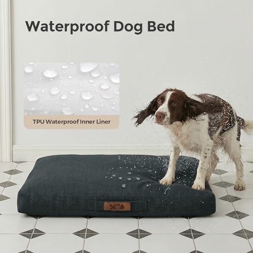 Sytopia 42-Inch Indestructible Waterproof Orthopedic Dog Bed, Chew Proof XL Size for Extra Large Dogs, Supports Up to 100 lbs, Suitable for Indoor and Outdoor Use, Great Pet Gift for Crate, Dark Grey - color: Dark Grey, size: 42.0"L x 29.0"W x 4.0"Th