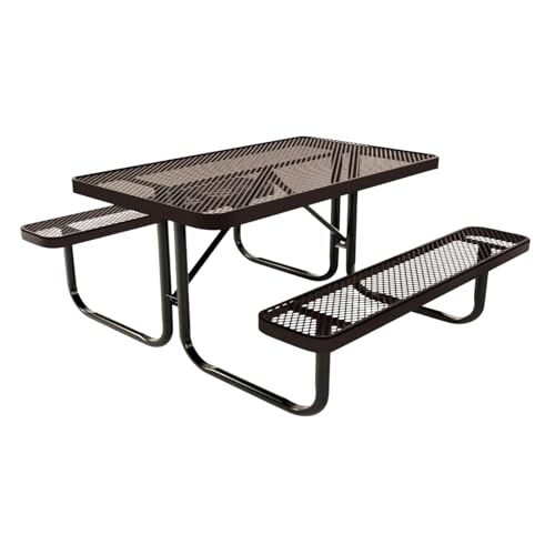 COATEDOUTDOORFURNITURE Heavy-Duty Portable Outdoor Kids Table, Expanded Metal Kids Picnic Table, Commercial-Grade Picnic Table, Made in America (4ft Rectangular, Childrens, Brown) - color: Brown, size: 4 Ft, Rectangle Childrens, Expanded Metal