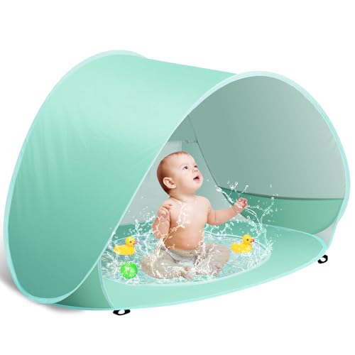 Baby Beach Tent Pop Up Beach Tents Baby Tent for Beach, Portable Shade Pool UV Protection Sun Shelter for Infant - color: Green